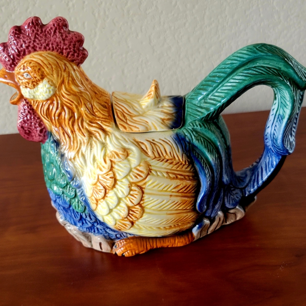 Vtg Ceramic Colorful Pitcher Teapot 1996